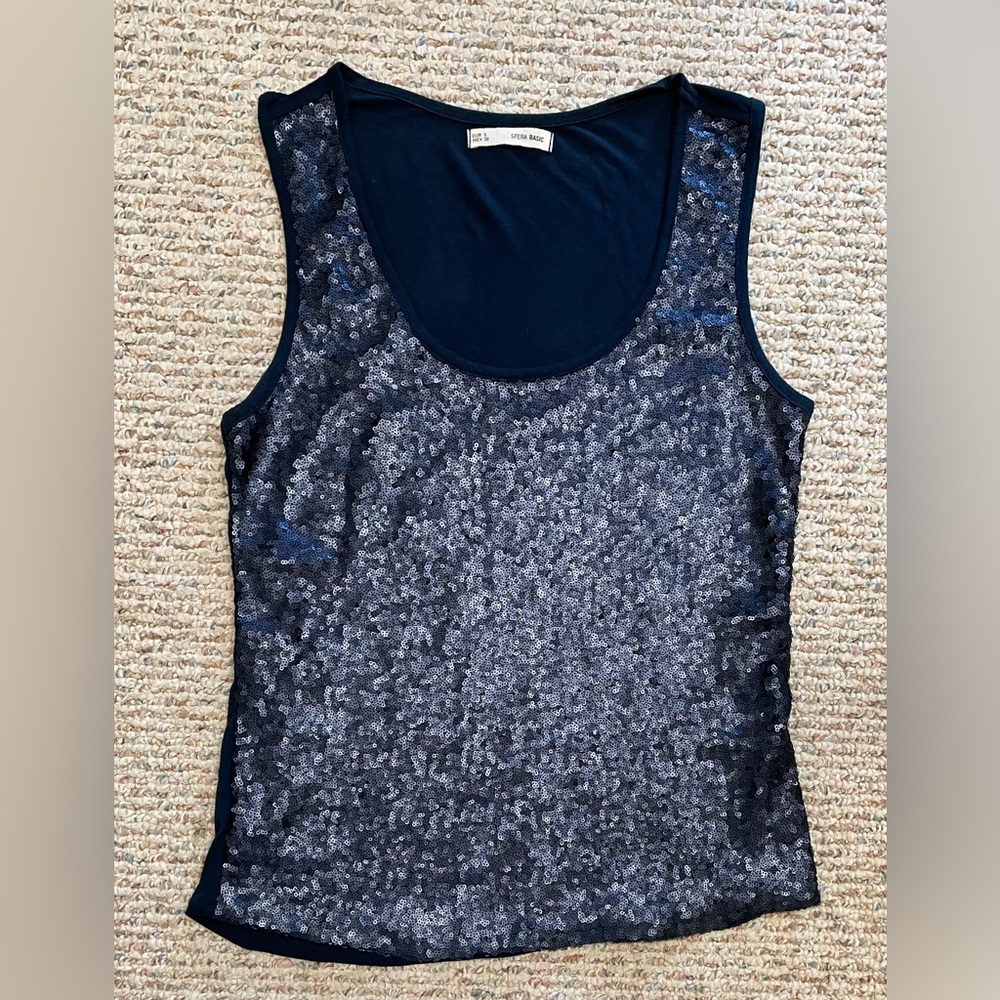 Sequin tank - navy blue